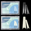 480PCS Extra Long Coffin Nail Tips, 2 Packs Half Cover Natural and Clear Nail Tips for Acrylic Nails Professional, 12 Sizes Artificial XXL Long False Ballerina Nail Tips for Nail Art Salons Home DIY