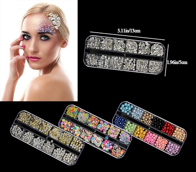 3000 Pieces(5 Boxes) Nail Art Rhinestone Set Nail Ornaments Style 4