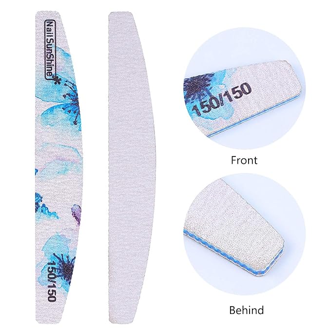 6 PCS Different Grit Nail Files and Buffers, Flower Pattern Emery Board (80-320 Grit) Professional Manicure Tools for Home and Salon Use