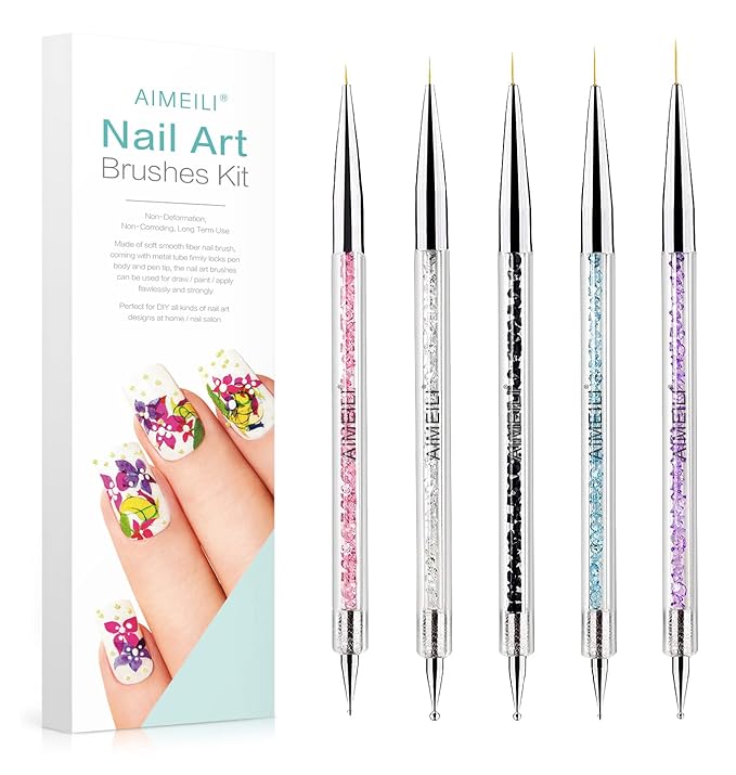 AIMEILI Nail Art Brushes Set Gel Polish Nail Art Design Pen Painting Tools, Dual-ended Nail Art Liner Brush Pen for Nail Gel Polish Painted Nail DIY Manicure Brush Kit