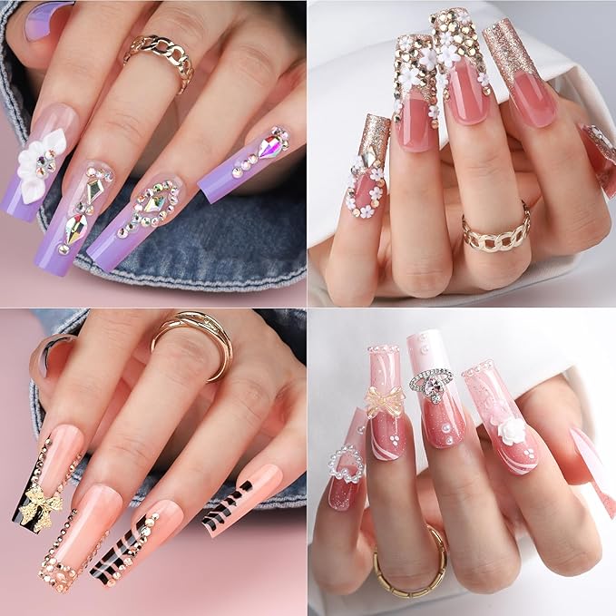 Teenitor 600 Pcs Clear Coffin Nail Tips, Acrylic Nail Kit, Clear Press On Nails, Long Fake Nails Coffin Nail Tips Full Cover, Acrylic Nail Clipper Nail Stand for Nail Extensions
