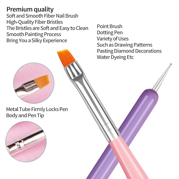 Nail Art Brush Set 6Pcs Nail Brush Kit For Nail Stippling,Tiny Details,Delicate Coloring,Fine Line Painting,Suitable For Salon And DIY.Nail Design Brushes Are Suitable For Salon Gifts For Mom