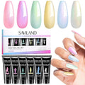 SAVILAND Hema-Free Poly Extension Gel Nail Kit: 6 Poly Gel Colors Fine Shimmer White Yellow Pink Poly Extension Gel Nail Kit, Long Lasting Hardness Poly Gel for Nourishing Nail Salon Home DIY Manicure