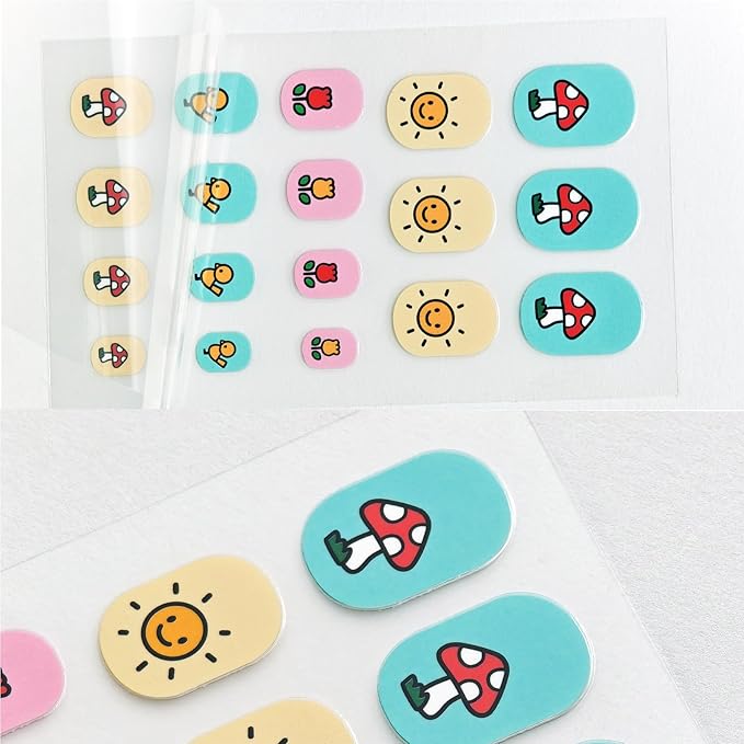 Colorful Kid Nail Stickers Full Nail Wraps for Kids Girls Self Adhesive Nail Strips for Nail Art Decoration Fun Including Rainbow Cat Rabbit Flower Strawberry Heart Sun for Age 8 and Older (10 Sheets)