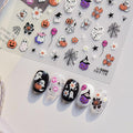 Halloween Nail Stickers 5D Embossed Cute Ghost Nails Designs Flower Nail Supplies 3D Self-Adhesive Colorful Spider Web Nail Decals Balloon Nail Art Decoration for Women Girls DIY Manicure 1 Sheet