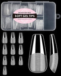Soft Gel Nail Tips Medium Coffin, 120PCS Pre Buff Full Cover Nail Extenison Tips Half Matte Gel X Nail Tips BORNBYME
