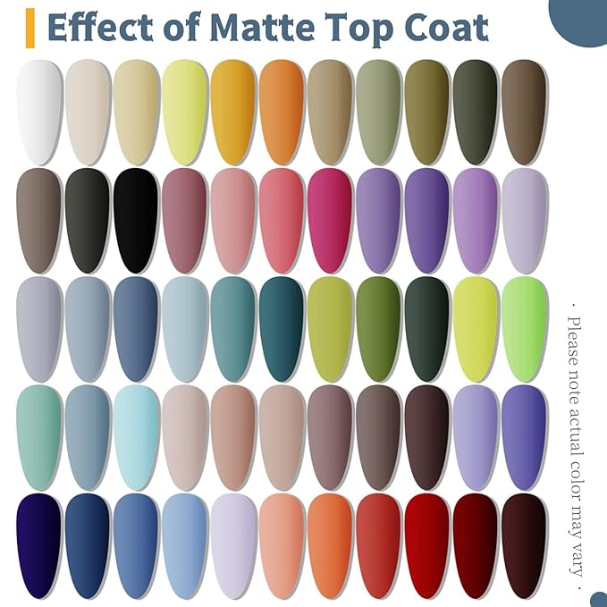 JODSONE 60 PCS Gel Nail Polish Set All Seasons No Wipe Base Coat Matte Glossy Top Coat Nail Gel Polish Kit for Starter Manicure DIY at Home Enjoy Fun