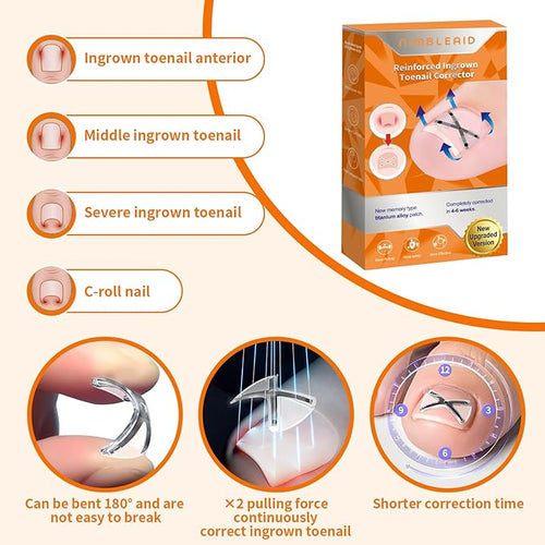10 Patchs X-Shaped Upgrade Titanium Alloy Ingrown Toenail Corrector,At Home Ingrown Toenail Treatment for Man and Women,Ingrown Toenail Removal Kit,Curved Toenail Corrector (Large Size)