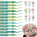 12 Colors Nail Art Pens Set, Nail Polish Pens Nail Art Drawing Markers Pen Quick Dry Waterproof Nail Art Painting Pens Kit for Home DIY Nail Art Design-Green