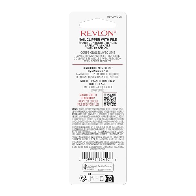 Revlon Mini Nail Clipper, Nail Care Tools, Curved Blade for Trimming & Grooming, Easy to Use (Pack of 2)