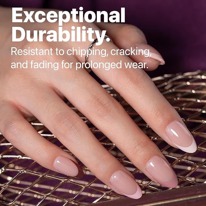 SXC Cosmetics French Tip Press On Nails - Skin Tone Nude and Color Series, Short Almond X-Pro Tips