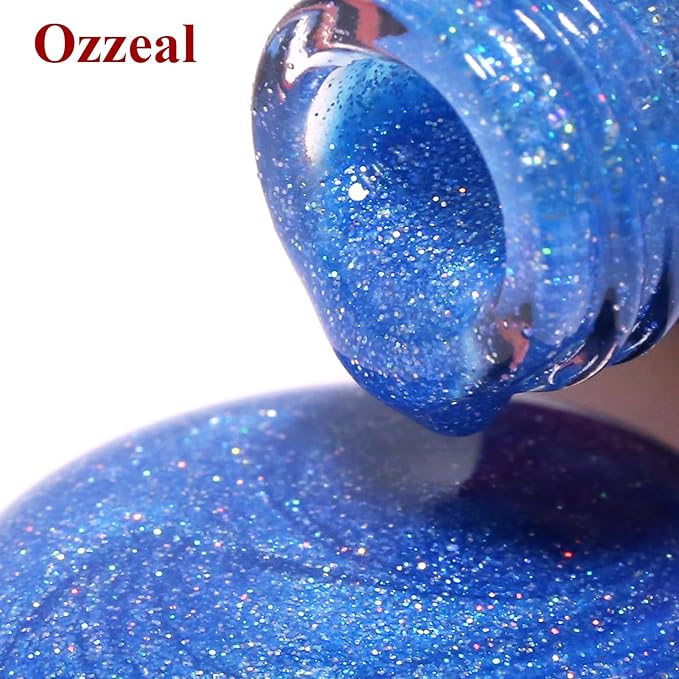 Glitter Gel Polish,Light Blue Iridescent Glitter Gel Nail Polish Sparkle Shimmer Summer Rainbow Soak off LED UV for Art DIY Manicure 15ML