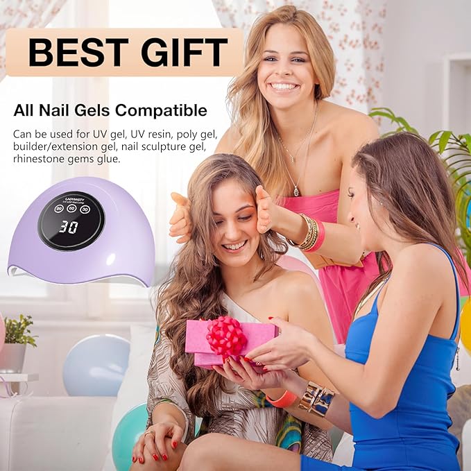 72W UV LED Nail Lamp, 2026 New Upgrade UV Light for Gel Nails with 18 Beads, 3 Timer Nail Dryer, LCD Display, Auto Sensor, Professional Nail Lamps for Gel Polish – Best Gifts, Purple Lamp