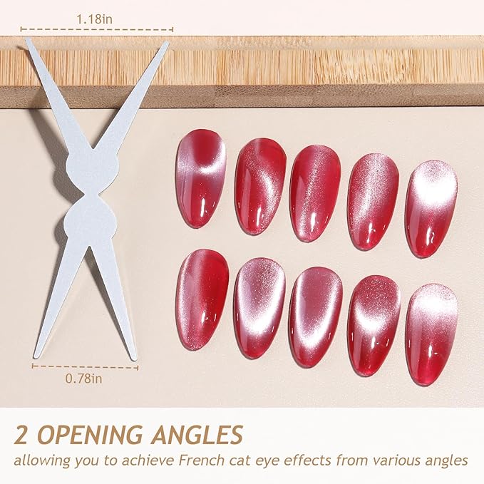 Nail Magnets for Cat Eye Gel Polish, Ball & Cylindrical Magnets with French Tip Metal Plate and Ring Plate for Halo, Glass Bead & French Cat Eye Effects, Manicure Magnetic Tool Kit