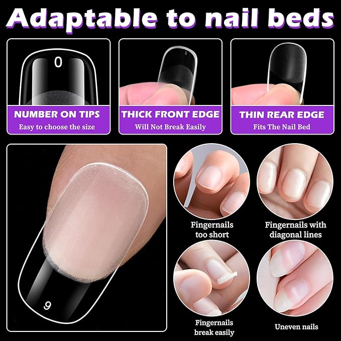 LoveOurHome 360pc Medium Squoval Nail Tips Clear Fake Nails Soft Gel Nail Tips Full Cover Round Square Acrylic Nails Clear Press on Nails Medium False Fingernail 15 Sizes for Gel Nail Extension
