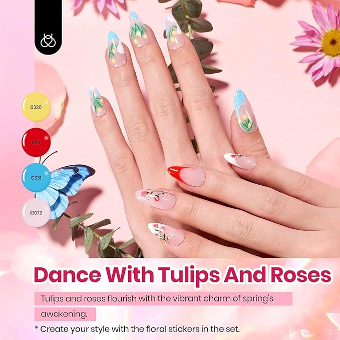 beetles Pastel Easter Gel Polish Set - Petal Symphony Collection, 40 Pcs 36 Colors Gel Polish Set Spring Colors Pink Red Green Blue Color Gel with Base&Glossy Matte Top Coat UV LED Nail Art