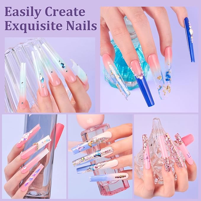 Fake Nail Tips White Clear: Sweet Trend No C Curve Tapered Square Nail Tips for Acrylic Nails - 480Pcs 12 Sizes Extra Long Straight Nail Extension Kit - with Glue Remover & Glue Acrylic Clippers Set