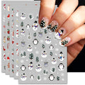 Christmas Nail Art Stickers, Pegatinas Uñas Navidad - Self-Adhesive Santa Hat Snowflake Elk Xmas Tree Design for Manicure DIY Holiday Nail Decals Decorations (6 Sheets)