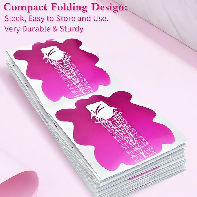 200pcs Nail Form Sticky Nail Forms for Builder Gel Reusable Sturdy Nail Extension Forms Nail Forms for Acrylic Nails Builder Gel Nail Forms, Self-Adhesive Paper Nail Forms Molds Builder NTF051-200pc