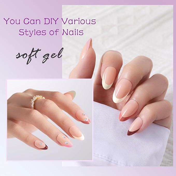 Skin Tones Almond French Tip Press on Nails, 150pcs Square Soft Short Press on Nails in 15Sizes, Pre-lasting Acrylic Gel Nail Tips, No Need to File Fake False Nail Tips Extension for Women Nails