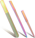 Diamond Nail File Set, 3Pcs Stainless Steel Double Side Fingernail Files Metal Nail File Manicure Pedicure Toenail Tools for Salon Home, Women Men Nail Care Tool (Colorful)