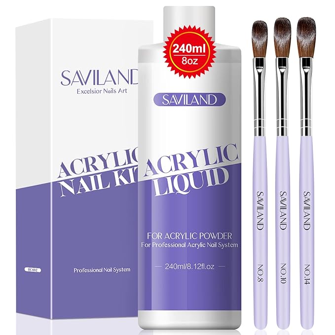 SAVILAND Nail Art Tool Set - Acrylic Nail Liquid and Rhinestone Glue for Nails