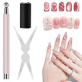 3Pcs Cat Eye Magnet for Nails - 3-in-1 Nail Art Magnet Kit with Scissor & Cylinder Magnets to Create Glass Beads, Wide & Curved Cat Eye Gel Polish Designs, Great for Salon & DIY Manicure