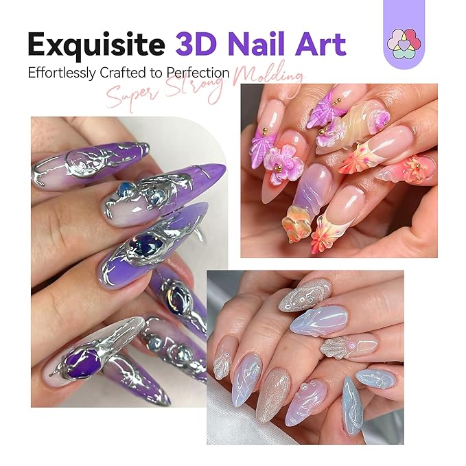 SAVILAND Clear 3D Nail Gel Set: 2PCS 15g No Wipe 3D Sculpting Gel for Nail Art Carving, Molding & Painting Sculpture Gels DIY Manicure Decoration Charms Home Salon