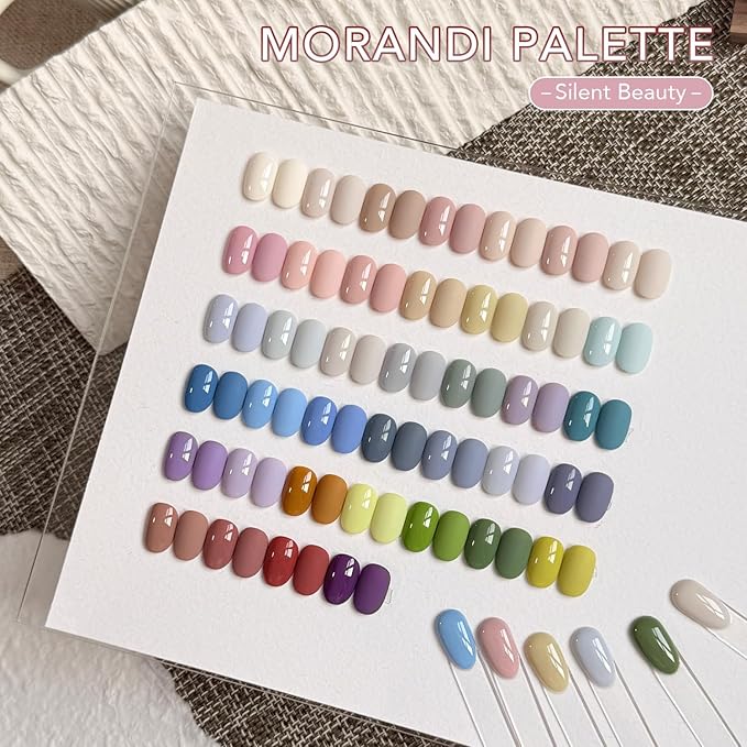 GAOY 42 Pcs Gel Nail Polish Kit, Nude Pastel Blue Purple Colors All Seasons Gel Nail Polish Set with Glossy & Matte Top Coat and Base Coat for Salon and DIY Manicure at Home