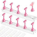 Nail Stand for Press Ons, Nail Holder for Painting Nails Magnetic Fake Nail Stand Tips Design with Putty Practice Nail Art Tools for Home Salon DIY Beginner Supplies (Rose)