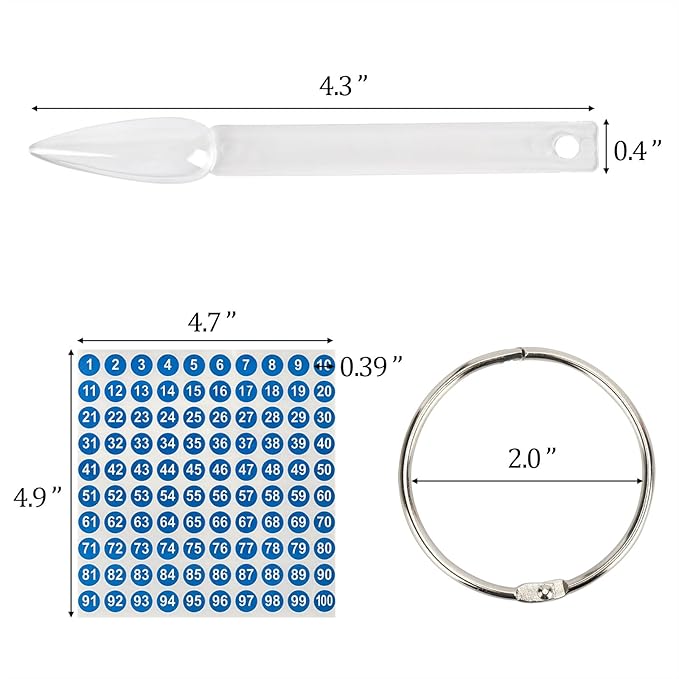 200 Pcs Clear Nail Swatch Sample Sticks with Ring and Number Stickers, Plastic Nail Swatches for Polish Color Display
