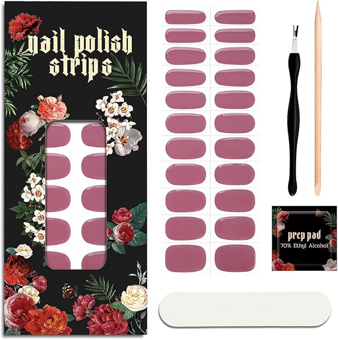 Nail Polish Strips (No UV Lamp Needed) - 22 Pcs Salon Quality Gel Nail Stickers - Long Lasting Wraps (Drama Queen Jam Pink)