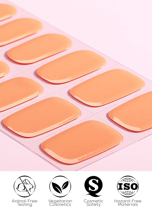 Semi Cured Gel Nail Strips - UV Light Gel Nail Stickers - 20 Long Lasting Salon Quality Wraps (Blazing Orange)