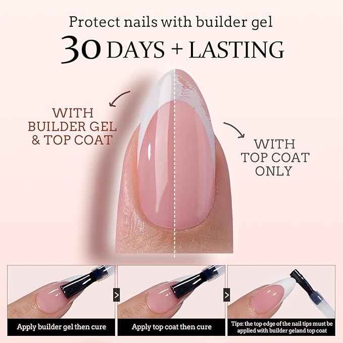 BTArtboxnails French Tip Press on Nails - 150pcs XCOATTIPS Long Square Modern French Tip Nails, White on White Soft Gel Nail Tips Pre-applied Tip Primer & Base Coat, No Need File False Nails