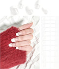 Semi Cured Gel Nail Strips White French Tips Nail Strips with UV/LED Required Long Lasting Gel Nail Stickers Includes 22 Strips 2 Prep Pads, Nail File & Wooden Stick