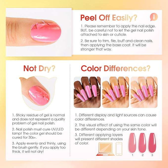 ROSALIND 30PCS Gel Nail Polish Set with Base Glossy Matte and Glitter Top Coat Gel Polish, Orange Green Fall Winter Gel Nail Set Soak Off Gel Polish Set