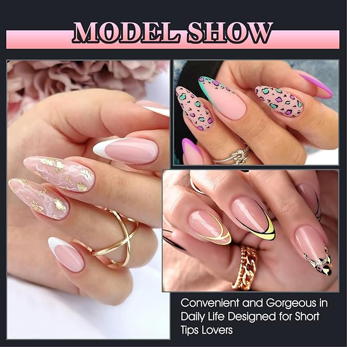 240pc Medium Almond Nail Tip and Gel Nail Glue