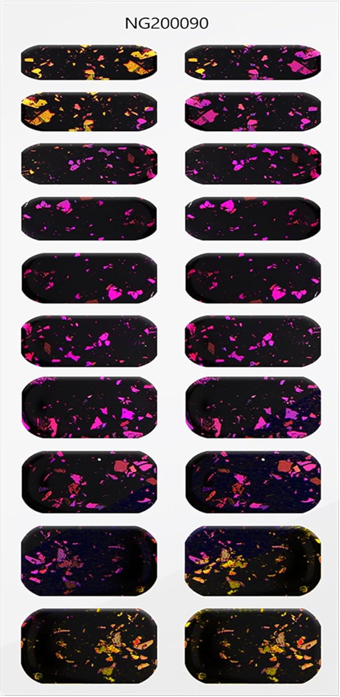JMEOWIO Gel Nail Stickers Purple Red Black Semi Cured Gel Nail Strips Wraps UV/LED Nails Art Design Decoration Accessories