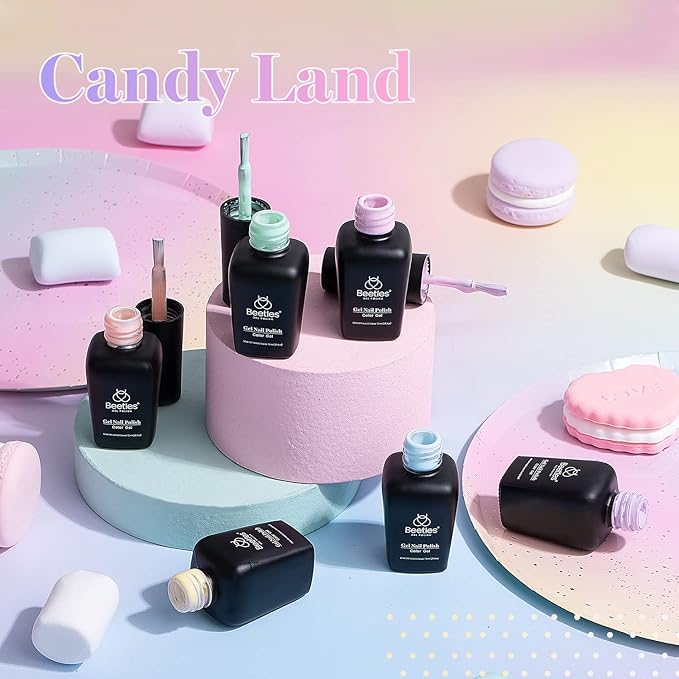 Beetles Pastel Gel Nail Polish - 6 Colors Macaron Pastel Easter Gel Polish Set Light Pink Blue Green Yellow Purple Nails Soft All Season Soak Off Uv Gel Manicure Nail Art Design DIY Home Salon