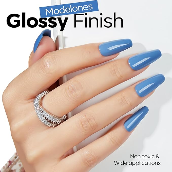 modelones Azure Blue Gel Nail Polish Blue Gel Polish Soak off LED Pastel Solid Nail Gel Polish Nail Art Manicure 15 ML
