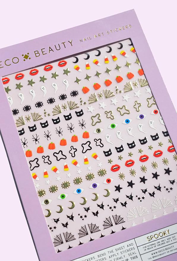 Deco Beauty Spooky- Super Thin & Easy-to-Apply Nail Art with The Cutest Designs - Durable & Long-Lasting Nail Art Stickers and Decals for Women, for DIY at-Home Manicures & Salon-Quality Nails