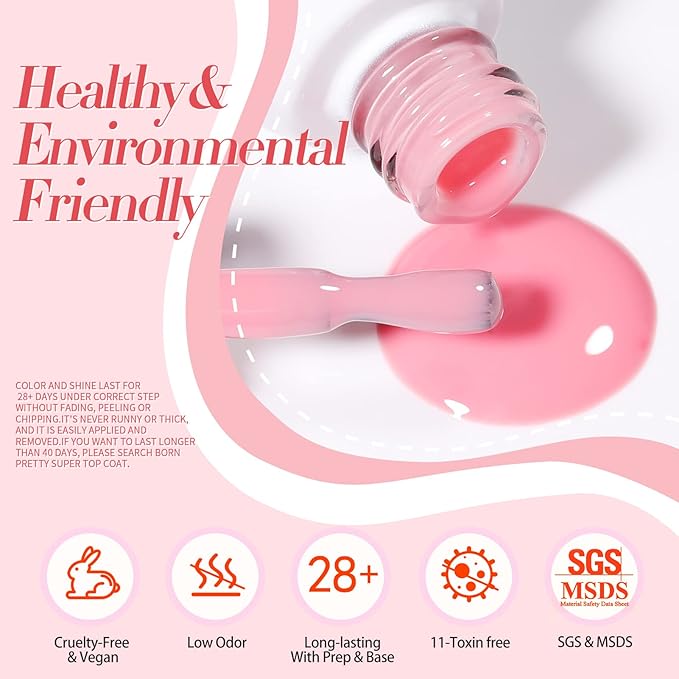 Born Pretty 28Pcs Jelly Gel Nail Polish Kit With U V Light 48W Nail Lamp 12 Colors Jelly Pink Nude Neutral Gel Polish Set with Base/Top Coat Manicure All-In-One Nail Gel Kit Ideal Gifts