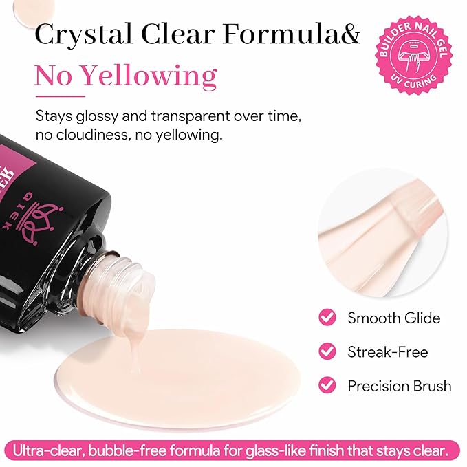 Builder Nail Gel Polish, 8-in-One Building Strengthener Apex Enhancement Extension Hard Jelly Nude Gel Polish LED Lamp Cured Rubber Base Coat for DIY Manicure Home Beauty Gifts for Women