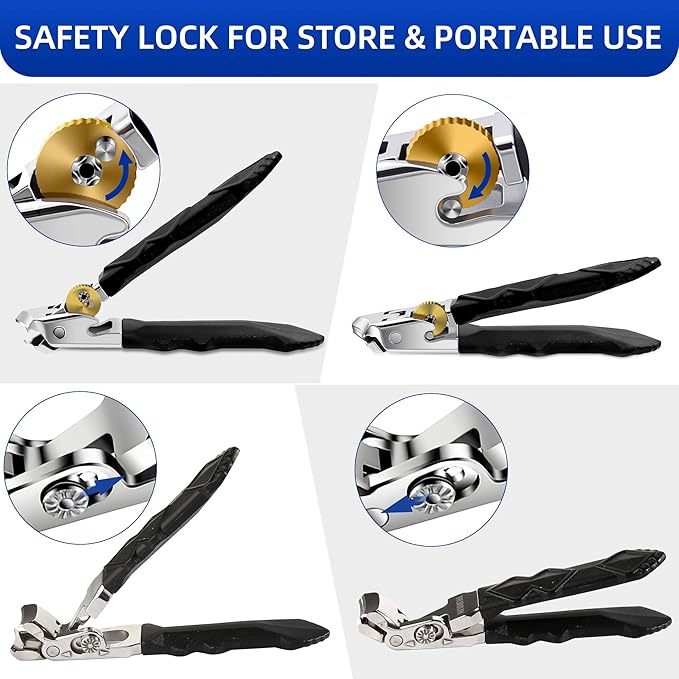 Thick Toenail Clippers for Seniors, Professional Edgy Nail Clippers for Men, Heavy Duty Large Finger Nail Clippers Adult, Angled Head Nail Clippers Cutters with Long Handle (4PCS Nail Clippers Set)