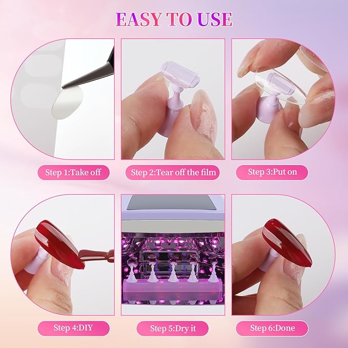 ANGNYA Nail Stand for Press Ons，3 Set Nail Holder for Painting Nails with 200PCS Nail Sticky Tabs Powerful Magnetic Fake Nail Stands for Nail Holder Nail Display Press on Home DIY Salon Supplies