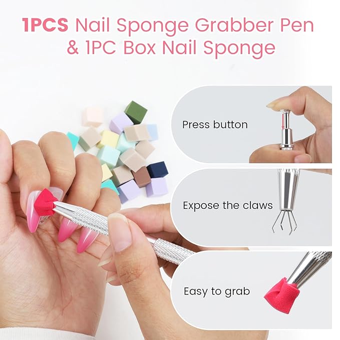 39PCS Nail Art Brushes, Nail Art Tool Set, Including Nail Brushes, Striping Nail Art Liner Brushes, Nail Dotting Pens, Nail Sponge Grabber Pen & Nail Sponge for Nail Art Design