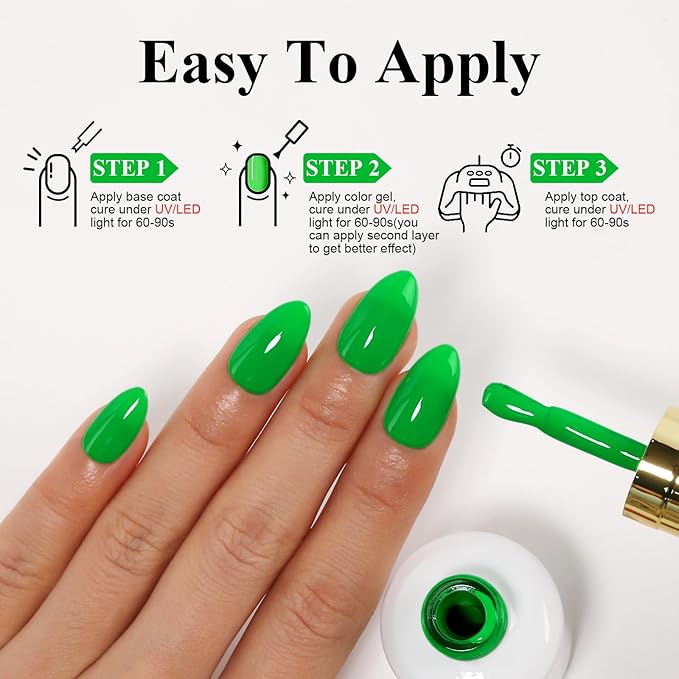 Imtiti Neon Gel Nail Polish, 0.5 Fl Oz Neon Green Gel Polish Soak Off LED U V Nail Gel Polish Spring Summer Gel Nail Polish DIY Nail Art Starter Manicure Salon Gel Nail Kit for Women Girls