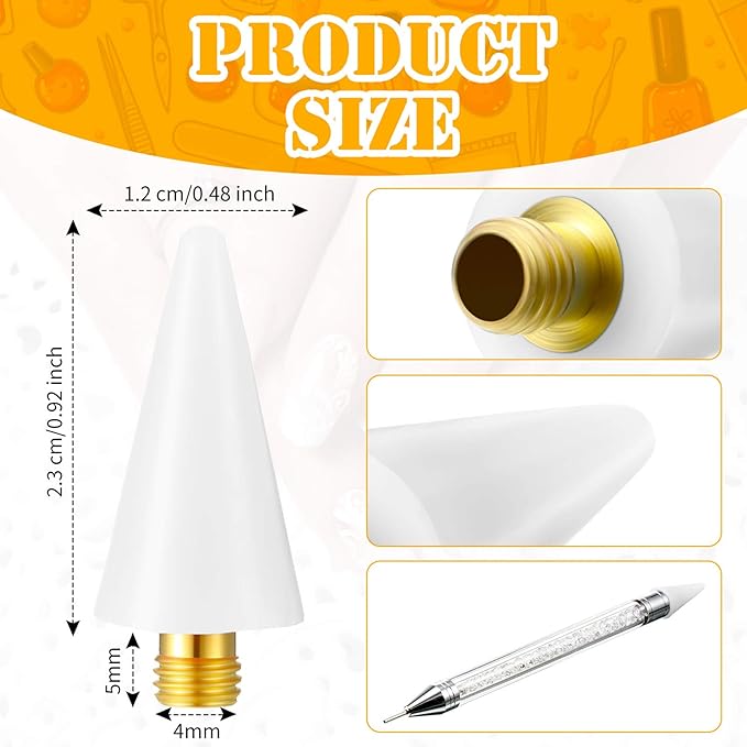 Blulu 16 Pcs Wax Head Tips Rhinestone Picker Tool Rhinestones Replacement Diamond Painting Tips for Nail Dotting Pen to Pick up Nail Gem Jewelry, Wax Head Accessories(White)