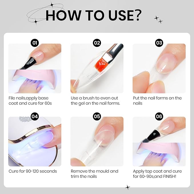 Nail Extension Gel Sticking Rhinestones and Painting with Dual Form 3D Sculpting Nail Gel for Nail Art