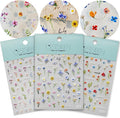 Flower Nail Art Stickers 3D Embossed Nail Decals for Nail Art Design Self-Adhesive Spring Summer Nail Accessories for Women Nail Art Supplies 3 Sheets